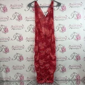 Vera Mont France collection dress mesh cinched Vibrant Red Patterned Dress
